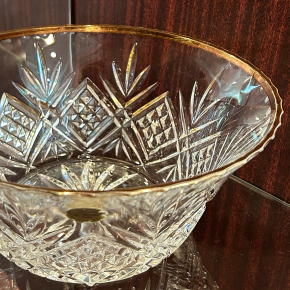 Gorgeous Vintage Cristal de Flandre France Gold Rim Crystal Bowl 8.88" Diameter - Picture 6 of 12